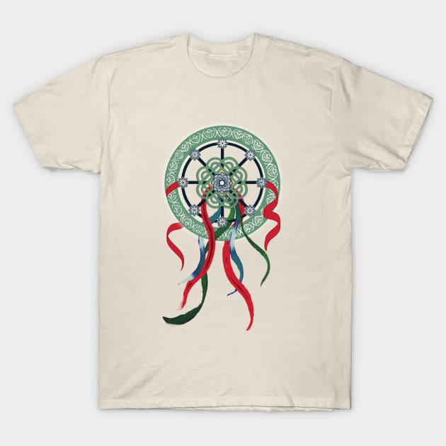 Colorful Ribbon Wheel Mandala T-Shirt by DISmithArt